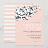 ラ・ヴィ・アン・ローズの花の結婚式招待状 - ピンク 案内状 (正面/裏面)