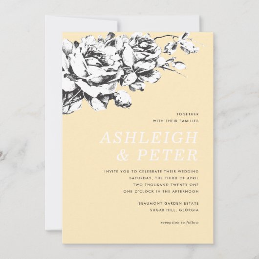 ラ・ヴィ・アン・ローズの花嫁の招待状 - イエロー 案内状 (正面)