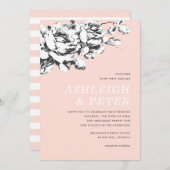 ラ ヴィ オン ローズ フラワーの結婚式招待状 - ピンク 案内状 (正面/裏面)