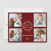 リсストマスファミリーフォトカード赤ミニマル白 シーズンカード (正面)