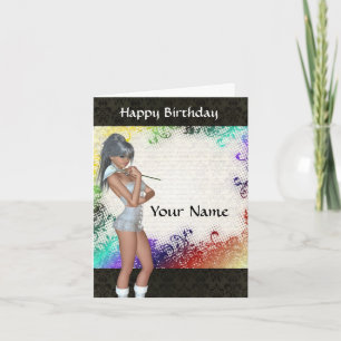 リかわいらしリー誕生日の少女 カード