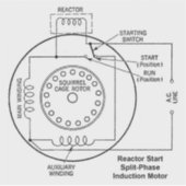 リアクタ始動分割相誘導電動機の配線図 シール (正面)