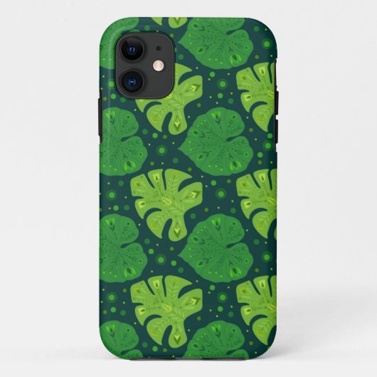 リアナとモンステラの熱帯パタ葉ーン Case-Mate iPhoneケース (裏面)
