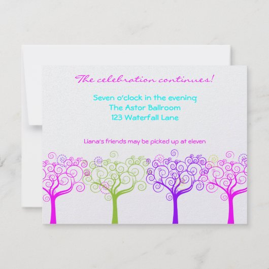 リアナクレアシマリーバルミツワースイート16パーティー 招待状 (裏面)