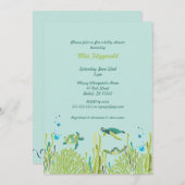 リアリスティックなウミガメのベビーシャワーか誕生日パーティー 招待状 (正面/裏面)