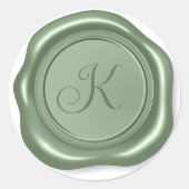 リアリスティックなセージグリーンのワックスメダリオン署名スタンプ ラウンドシール (正面)