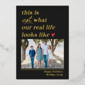 リアリスティックなホリデー フォイル 写真カード クリスマス カード (正面)