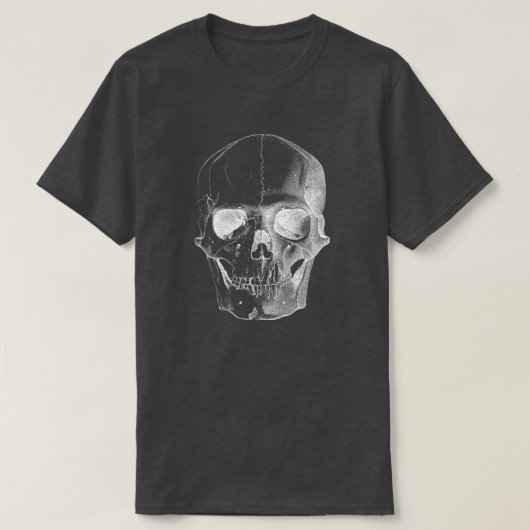 リアリスティックな人間の頭蓋骨 Tシャツ (デザイン正面)