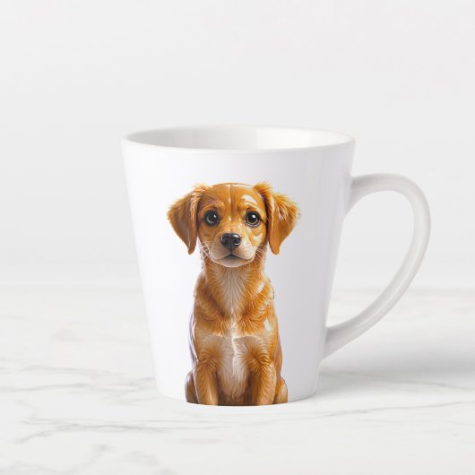 リアリスティックな仔犬の肖像画 カフェラテマグ (右)