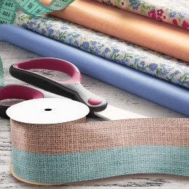 リアリスティックな麻布 ラスティック ブラッシュ ピンク & ライトブルー サテンリボン