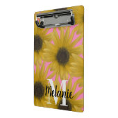リアリスティックひまわりガーデンカスタムモノグラムピンク ミニクリップボード (アングル2)