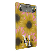 リアリスティックひまわりガーデンカスタムモノグラムピンク ミニクリップボード (アングル)
