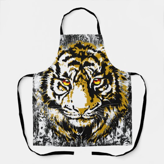リアリスティックタイガークール – タイガーヘッドスケッチエプロン エプロン (正面)