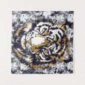 リアリスティックタイガークール – タイガーヘッドスケッチタペストリー タペストリー (正面(横))