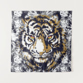 リアリスティックタイガークール – タイガーヘッドスケッチタペストリー タペストリー (正面)
