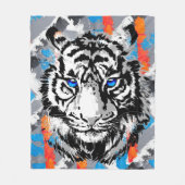 リアリスティックタイガーフリースブランケットカッコいい- Tiger Head フリースブランケット (正面)