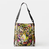 リアリスティックタイガー – イエロータイガーヘッドスケッチ クロスボディバッグ (裏面)