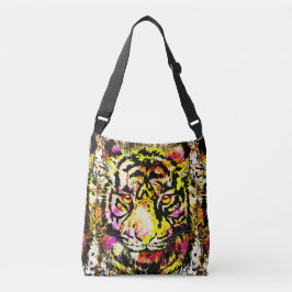 リアリスティックタイガー – イエロータイガーヘッドスケッチ クロスボディバッグ