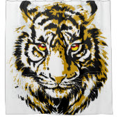 リアリスティックタイガー – ホワイトタイガーヘッドスケッチ シャワーカーテン (正面)