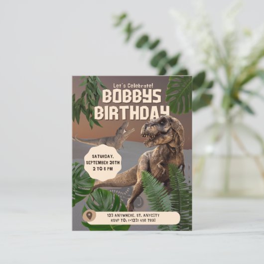 リアリスティックディニオサール誕生日招待状 招待状 (スタンド正面)