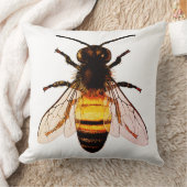 リアリスティックハニービーアートイラストレーション クッション (ブランケット)