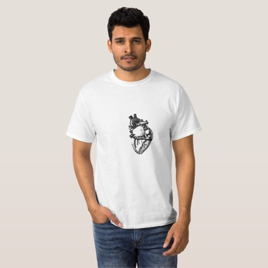 リアリスティックハートラインアート Tシャツ (正面フル)