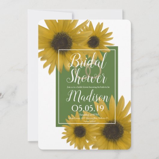 リアリスティックヒマワリ箔リングや輪ブライダルシャワー 招待状 (正面)