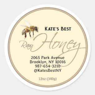 リアリスティックビーハニカムハニチドリップラベルアイボリー ラウンドシール
