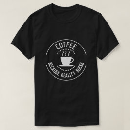 リアリティのロゴ吸が付いたコーヒー Tシャツ