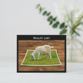 リアリティ失ったヤギ放牧オン紙草はがき ポストカード (スタンド正面)