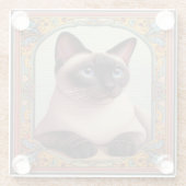 リアルかわいいシャムカラフル猫フローラ縁ど ガラスコースター (裏面)