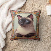 リアルかわいいシャムカラフル猫フローラ縁ど クッション (ブランケット)