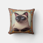 リアルかわいいシャムカラフル猫フローラ縁ど クッション (正面)