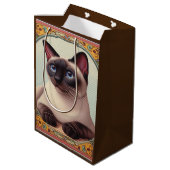 リアルかわいいシャムカラフル猫フローラ縁ど ミディアムペーパーバッグ (裏面アングル)