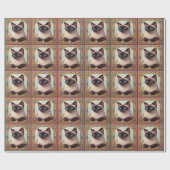 リアルかわいいシャムカラフル猫フローラ縁ど ラッピングペーパー (フラット)