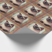 リアルかわいいシャムカラフル猫フローラ縁ど ラッピングペーパー (角)