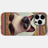 リアルでかわいいシャム猫のカラフルな花枠 Case-Mate iPhoneケース (裏面 (横))