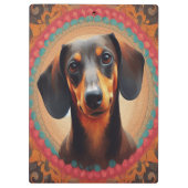 リアルでカラフルなボーダーキュートダックスフント 犬好き クリップボード (裏面)