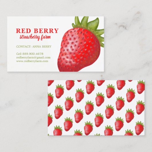 リアルでリアルな新鮮なイチゴ農園グラフィック コーリングカード (正面/裏面)