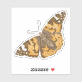 リアルなオレンジと茶色の手で描かれた蝶 シール (シート)