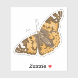 リアルなオレンジと茶色の手で描かれた蝶 シール