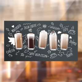 リアルなカフェのブラックボードのコーヒードリンク ウィンドウサイン