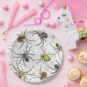 リアルなクモのくもの巣パターン ペーパープレート (パーティー)