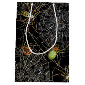 リアルなクモのくもの巣パターン ミディアムペーパーバッグ (裏面)