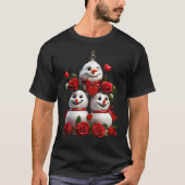 リアルなクリスマスベル。フェスティバルレッドローズ Tシャツ (正面)