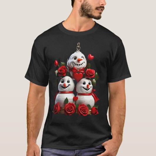 リアルなクリスマスベル。フェスティバルレッドローズ Tシャツ (正面)