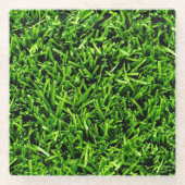 リアルなグラスフォトテクスチャーおもしろいブライトグリーン ガラスコースター (正面)