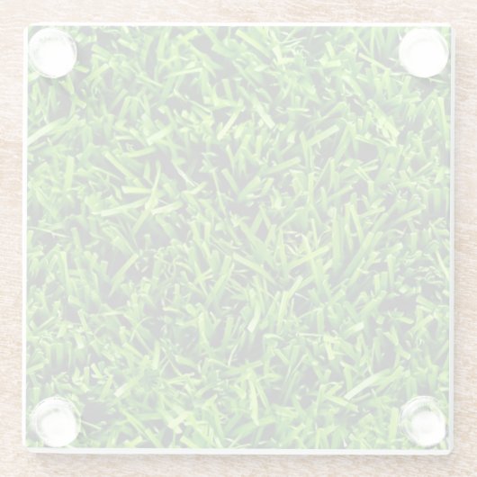 リアルなグラスフォトテクスチャーおもしろいブライトグリーン ガラスコースター (裏面)