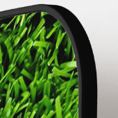 リアルなグラスフォトテクスチャーおもしろいブライトグリーン ピックルボールラケット (左詳細)