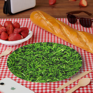 リアルなグラスフォトテクスチャーおもしろいブライトグリーン ペーパープレート